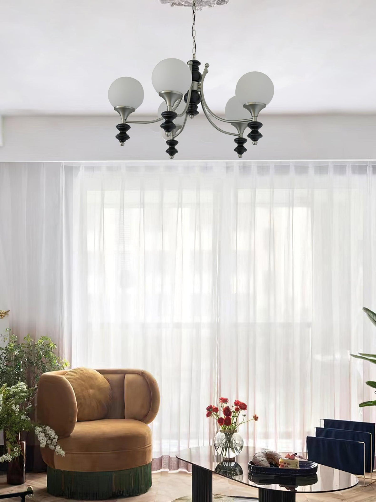 Wooden Chandelier with Adjustable Height