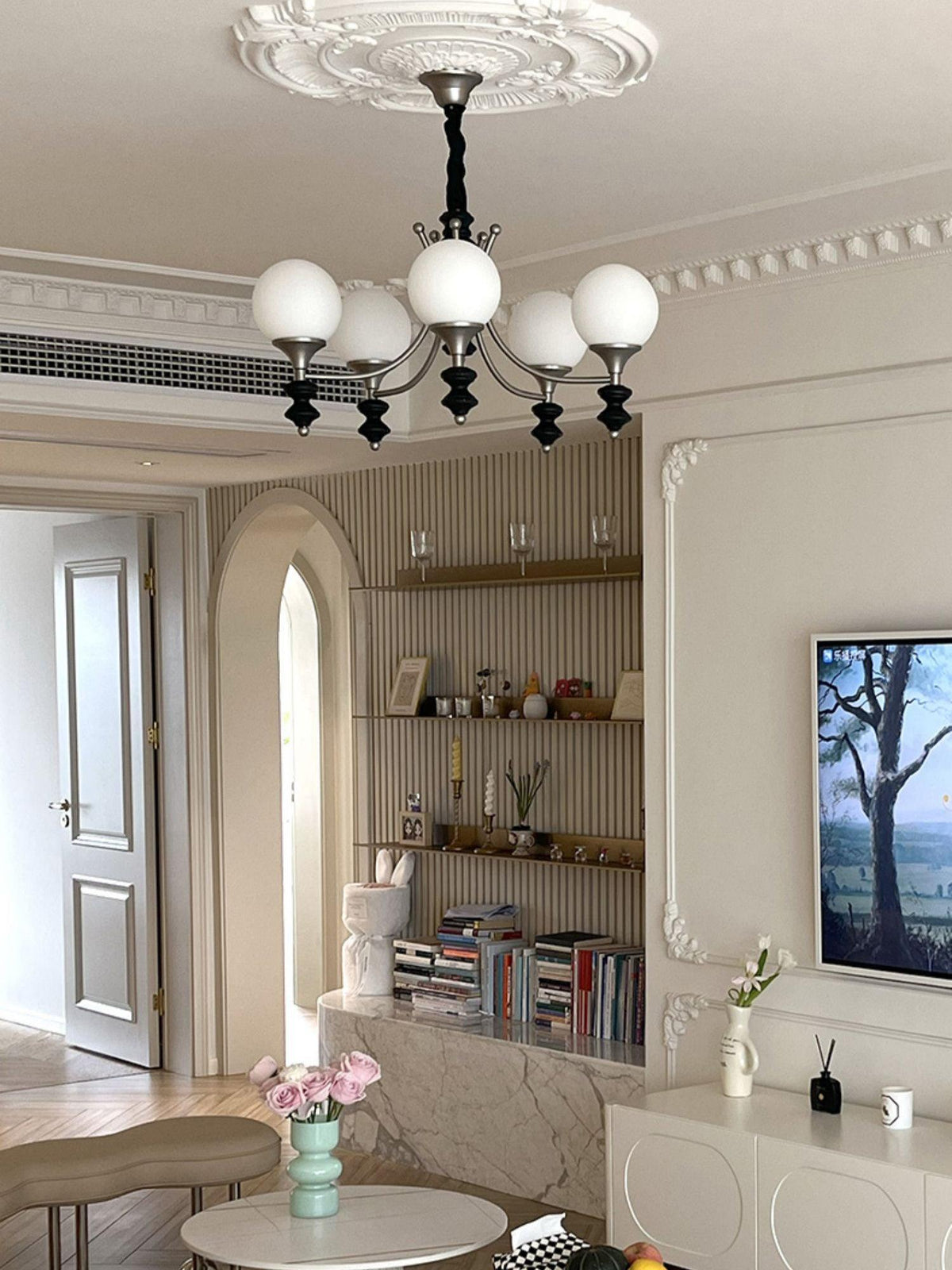 Wooden Chandelier with Adjustable Height