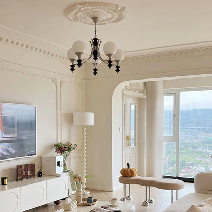 Wooden Chandelier with Adjustable Height — front view