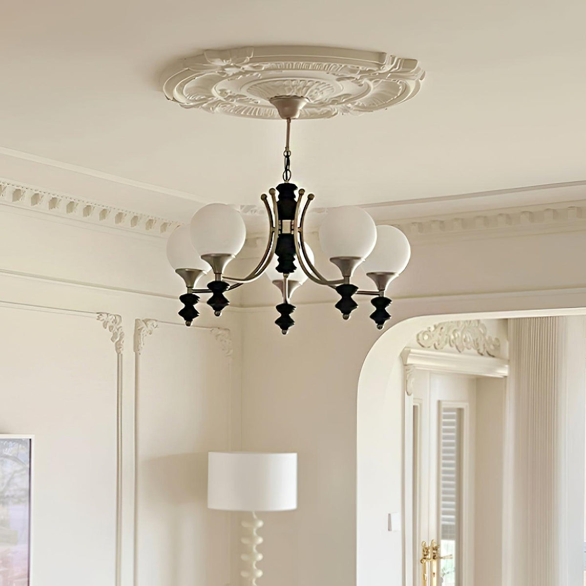 Wooden Chandelier with Adjustable Height
