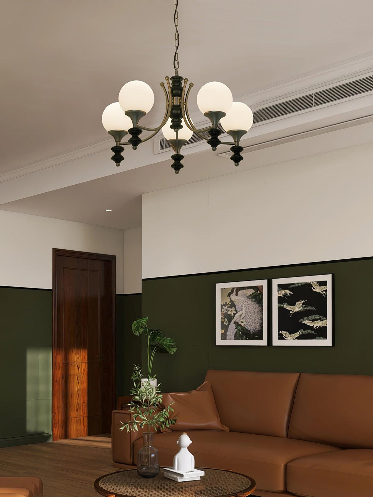 Wooden Chandelier with Adjustable Height