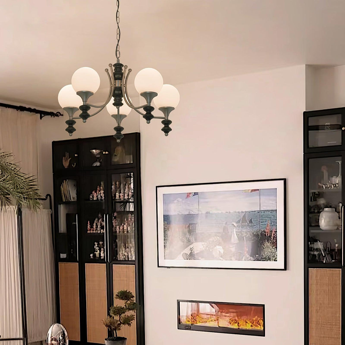 Wooden Chandelier with Adjustable Height