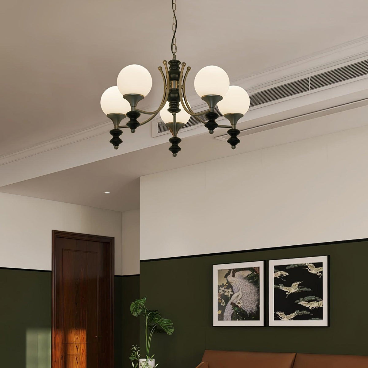 Wooden Chandelier with Adjustable Height
