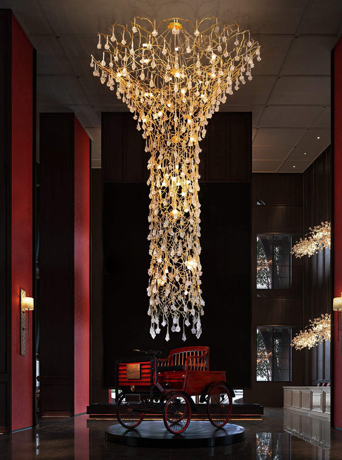 Tree Branch Staircase Chandelier, Rustic Design