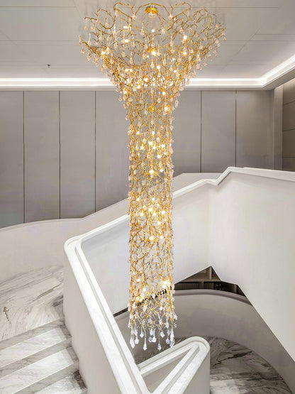 Tree Branch Staircase Chandelier, Rustic Design