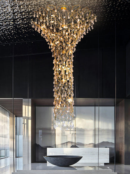 Tree Branch Staircase Chandelier, Rustic Design