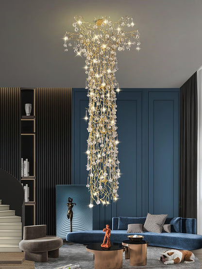 Tree Branch Staircase Chandelier, Rustic Design