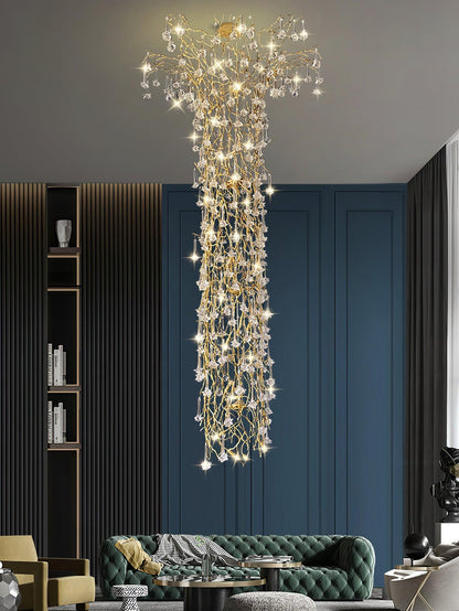 Tree Branch Staircase Chandelier, Rustic Design