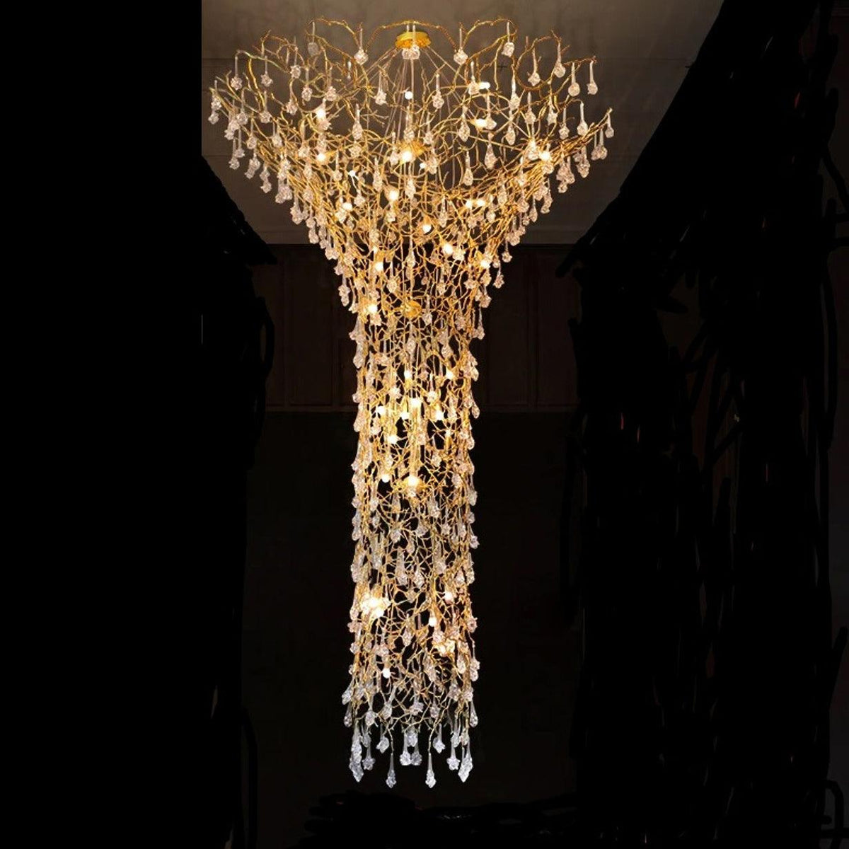 Tree Branch Staircase Chandelier, Rustic Design