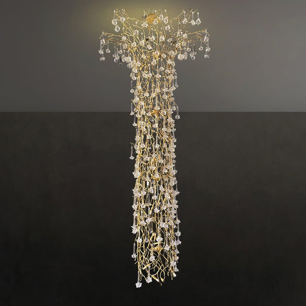 Tree Branch Staircase Chandelier, Rustic Design