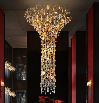 Tree Branch Staircase Chandelier, Rustic Design — lifestyle view