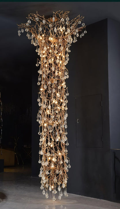 Tree Branch Staircase Chandelier, Rustic Design