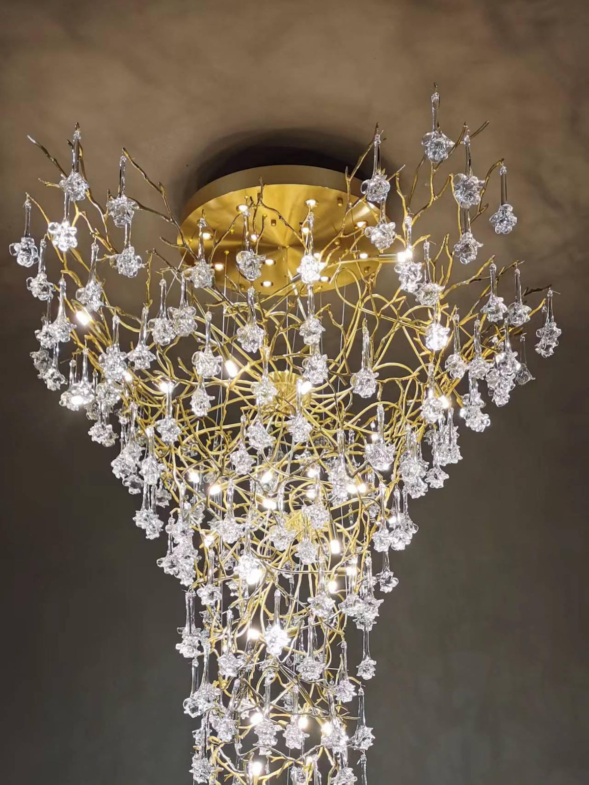 Tree Branch Staircase Chandelier, Rustic Design