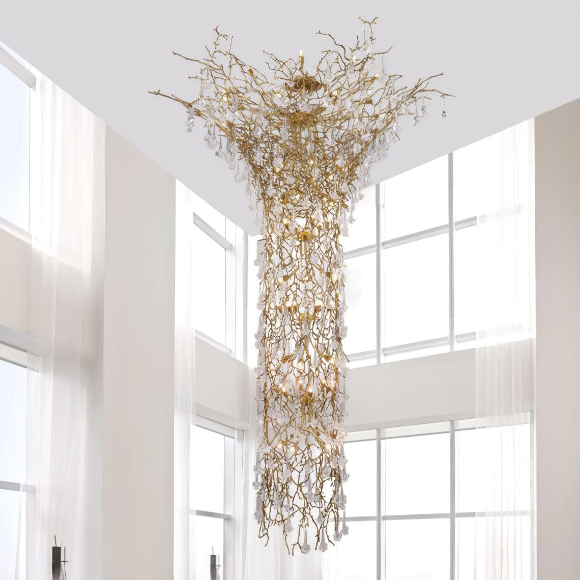 Tree Branch Staircase Chandelier, Rustic Design