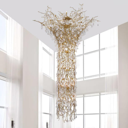 Tree Branch Staircase Chandelier, Rustic Design