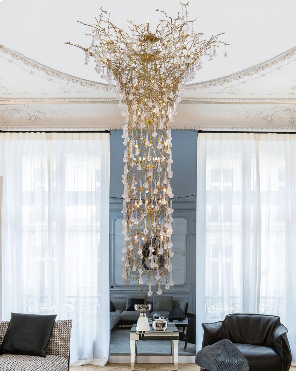 Tree Branch Staircase Chandelier, Rustic Design