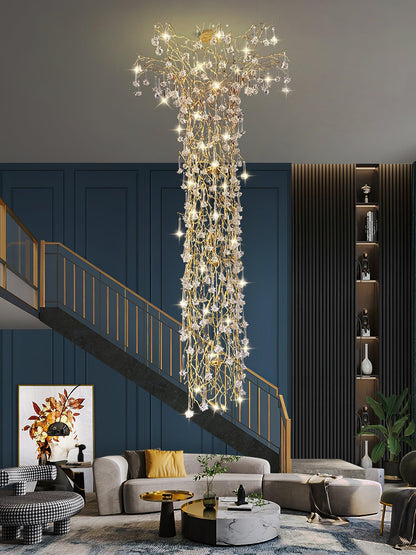 Tree Branch Staircase Chandelier, Rustic Design