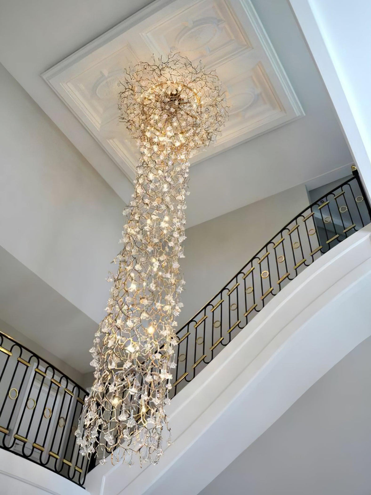 Tree Branch Staircase Chandelier, Rustic Design