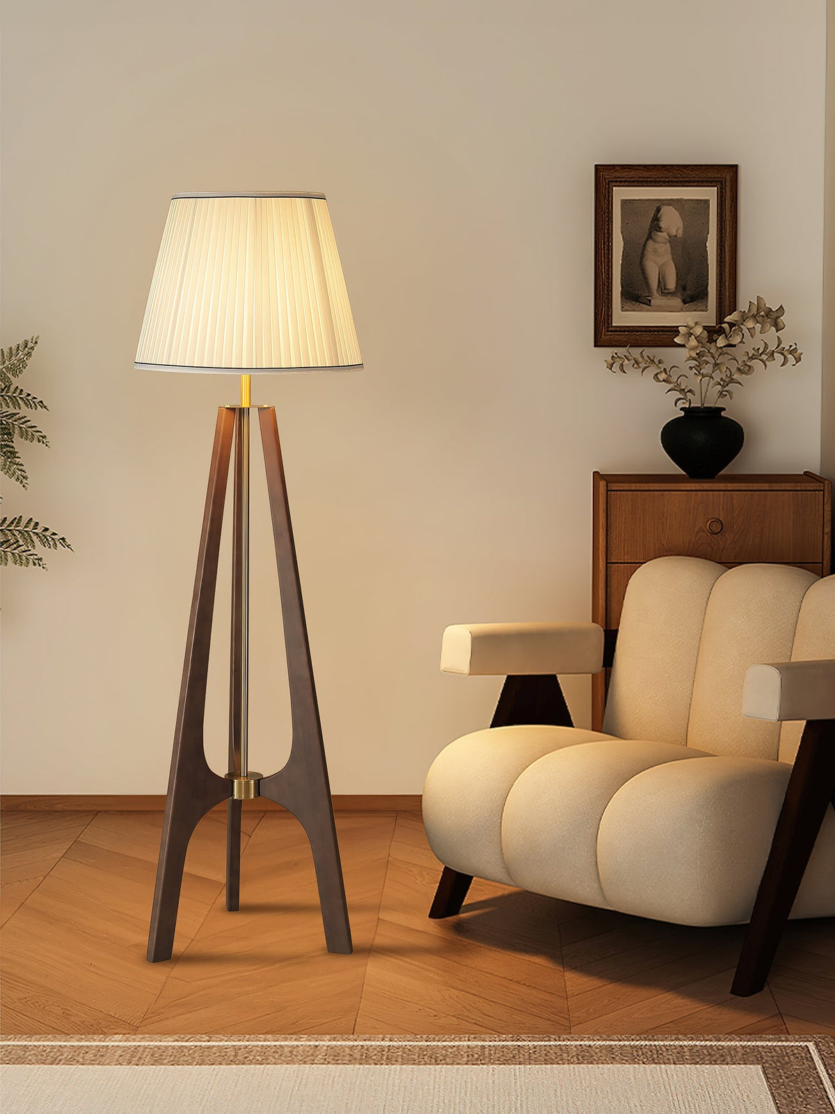 Tripod Floor Lamp, Soft Warm Light — lifestyle view