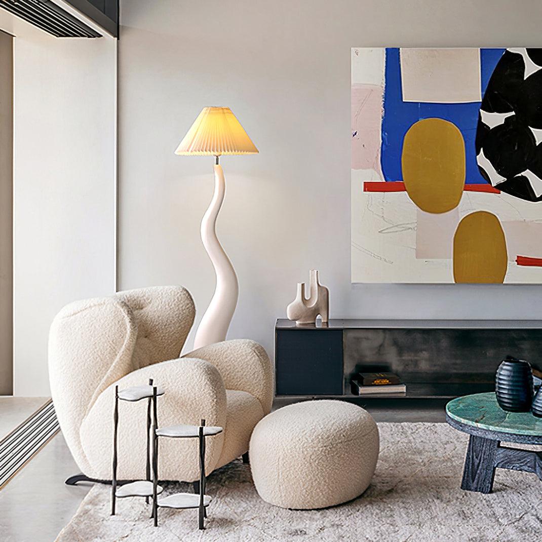 Twisted Pleated Floor Lamp, Soft Ambient Light