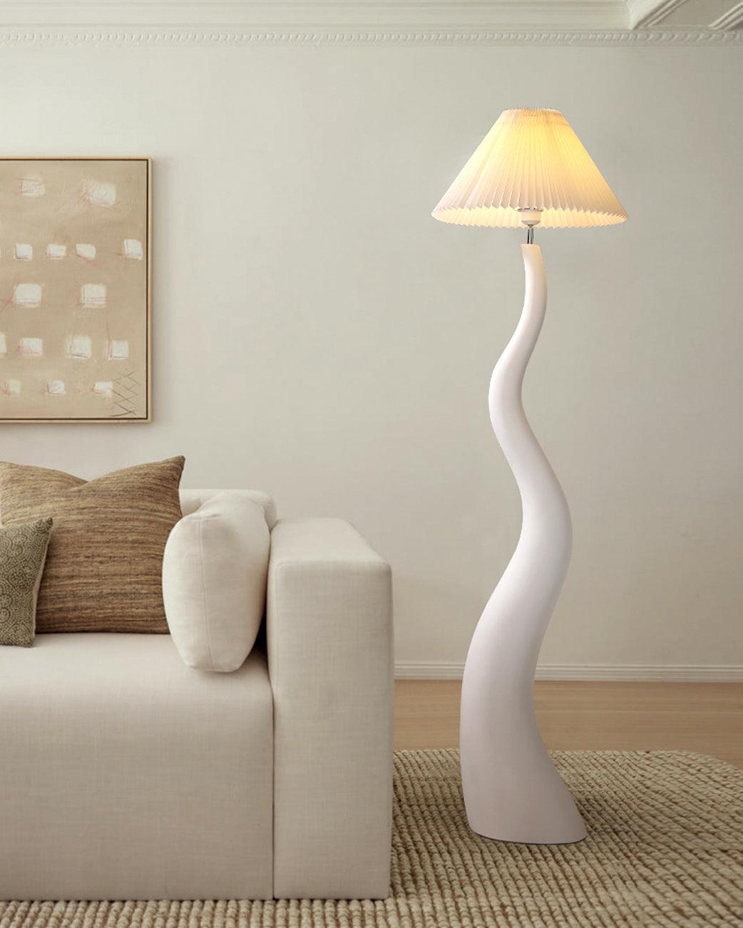 Twisted Pleated Floor Lamp, Soft Ambient Light — front view