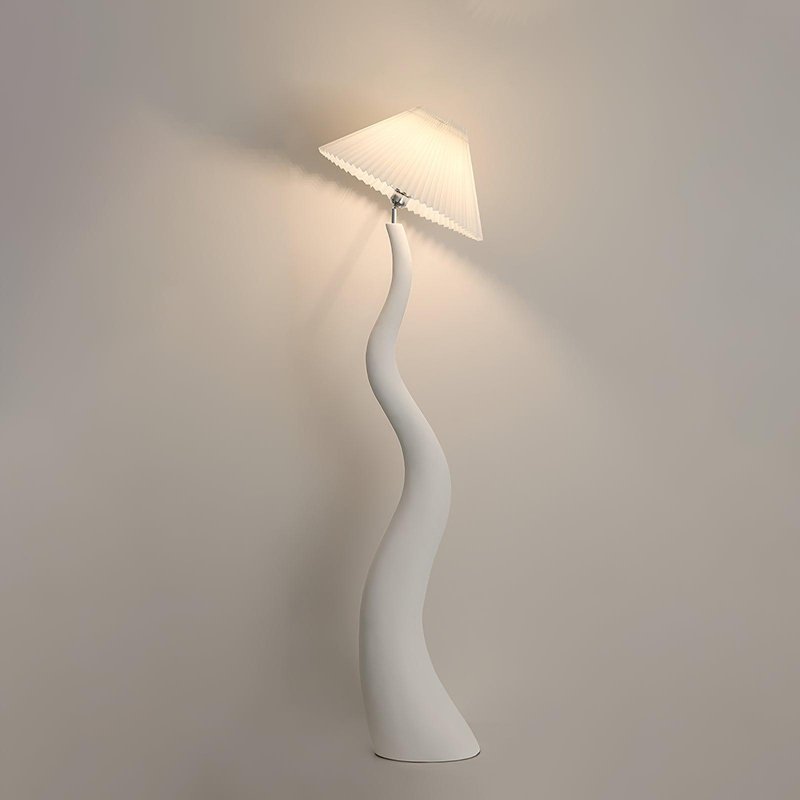 Twisted Pleated Floor Lamp, Soft Ambient Light — front view