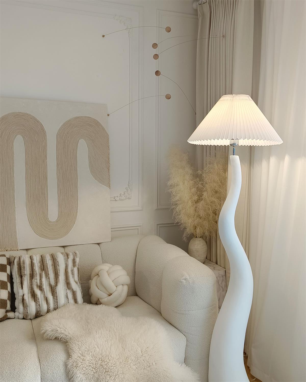 Twisted Pleated Floor Lamp, Soft Ambient Light