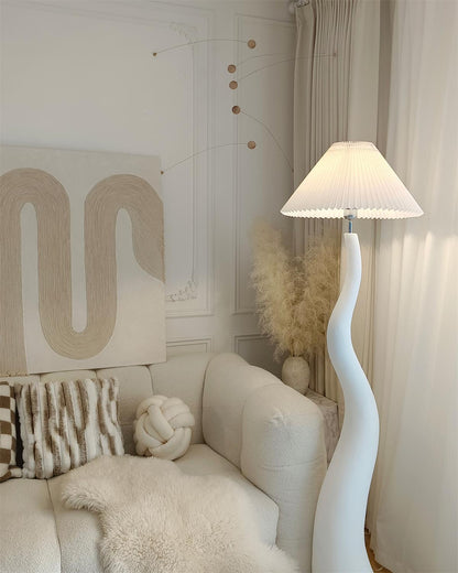 Twisted Pleated Floor Lamp, Soft Ambient Light