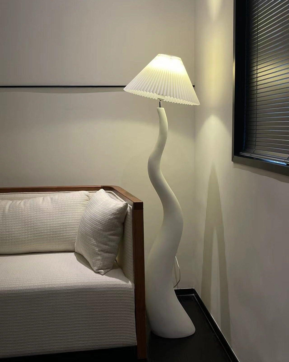 Twisted Pleated Floor Lamp, Soft Ambient Light