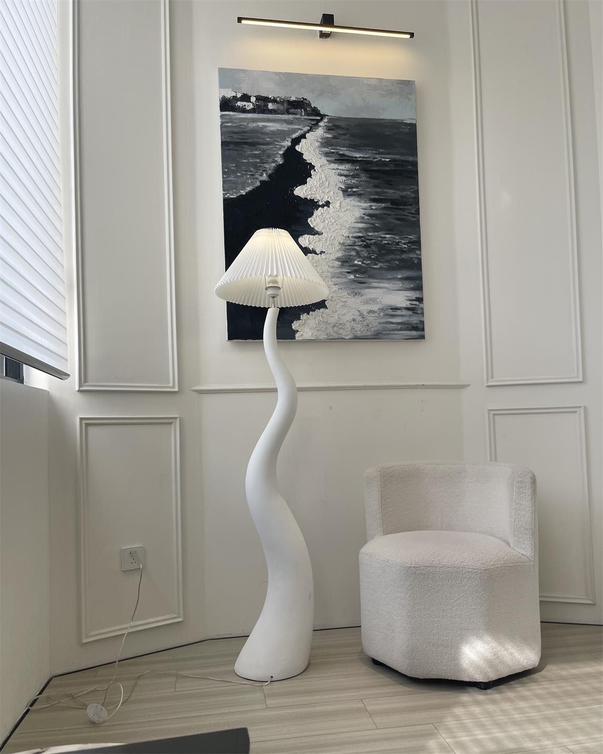 Twisted Pleated Floor Lamp, Soft Ambient Light