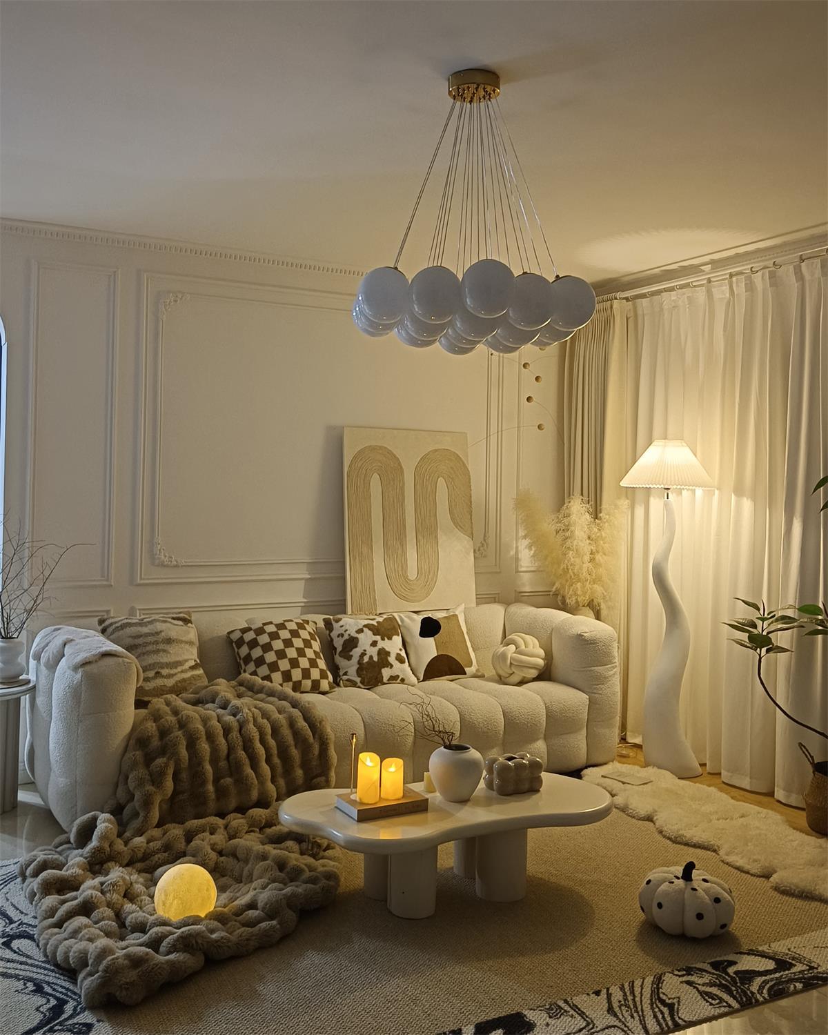 Twisted Pleated Floor Lamp, Soft Ambient Light