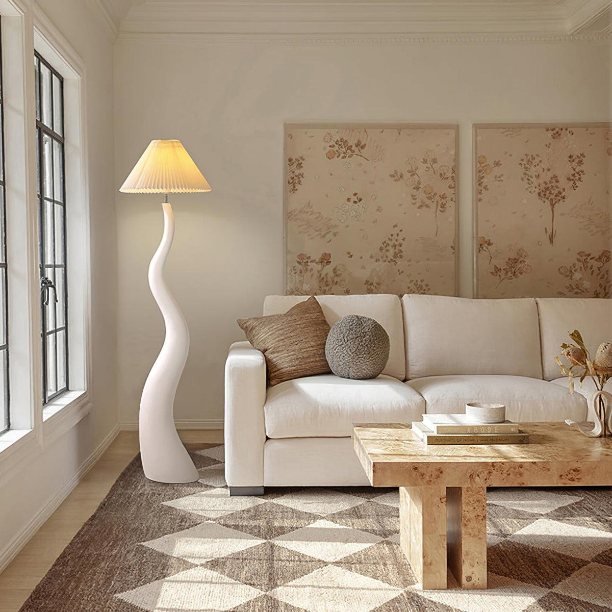 Twisted Pleated Floor Lamp, Soft Ambient Light