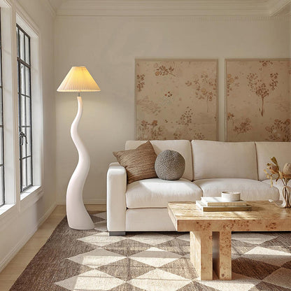 Twisted Pleated Floor Lamp, Soft Ambient Light