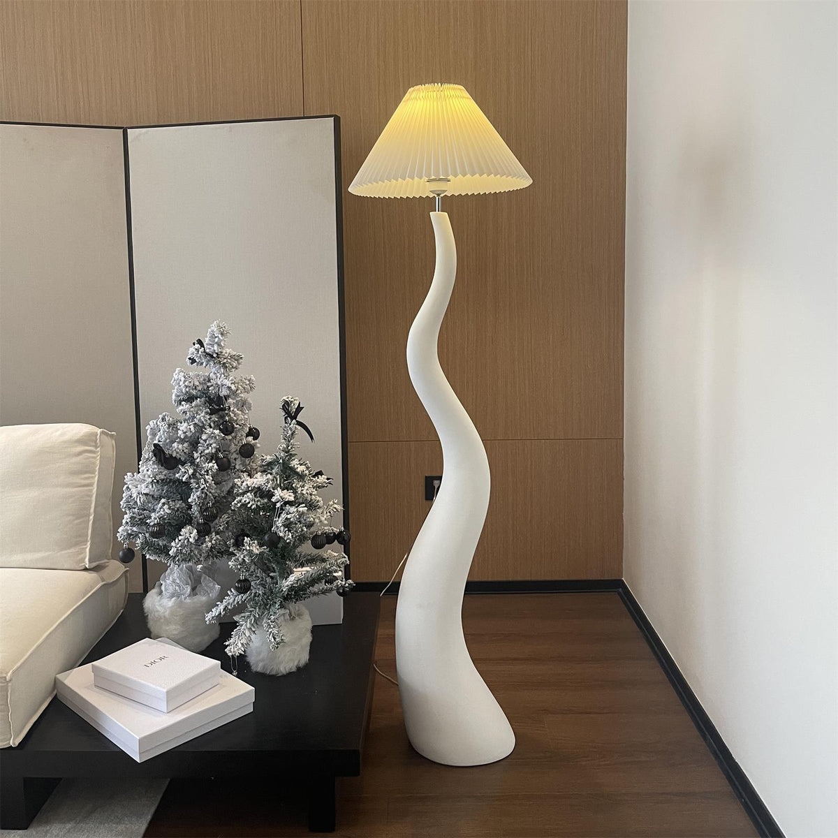 Twisted Pleated Floor Lamp, Soft Ambient Light — alternate angle