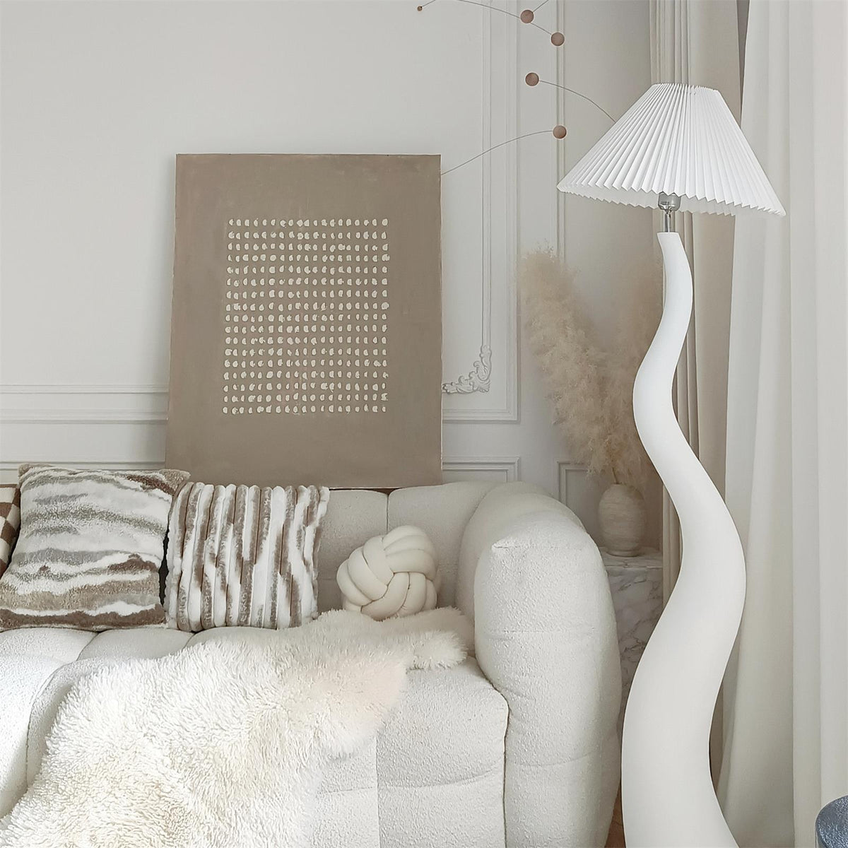 Twisted Pleated Floor Lamp, Soft Ambient Light