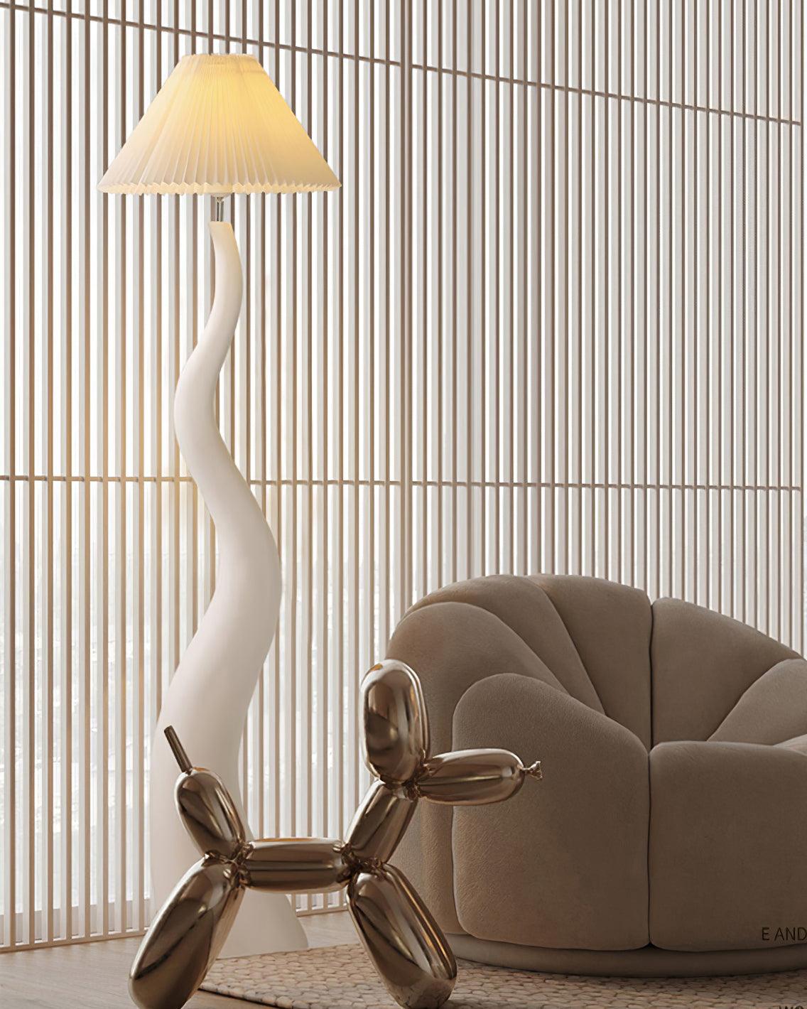 Twisted Pleated Floor Lamp, Soft Ambient Light