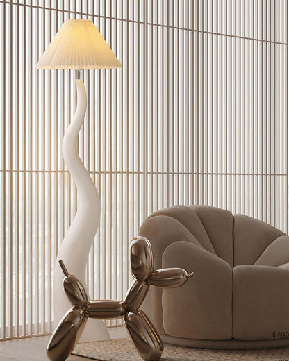 Twisted Pleated Floor Lamp, Soft Ambient Light