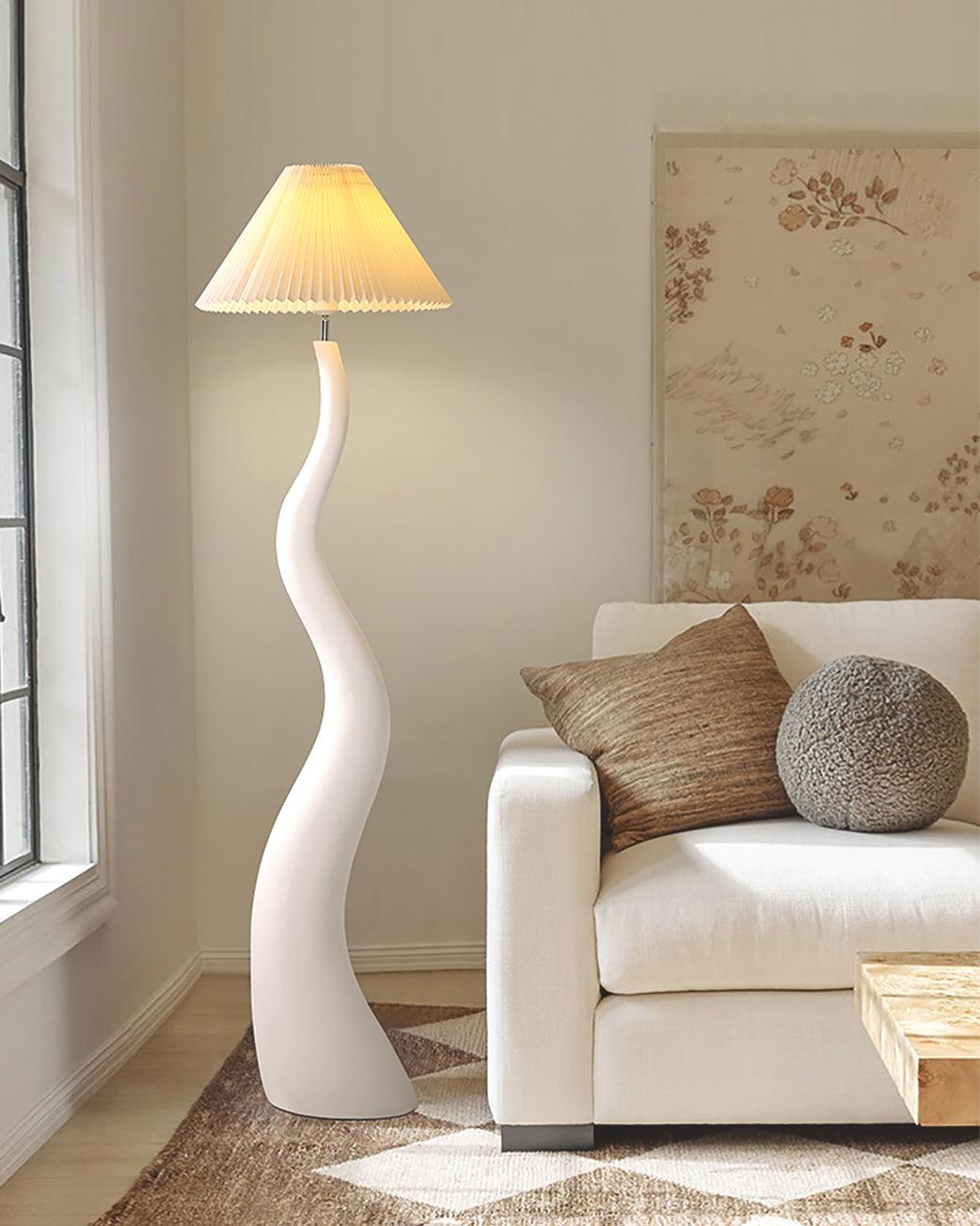 Twisted Pleated Floor Lamp, Soft Ambient Light — lifestyle view