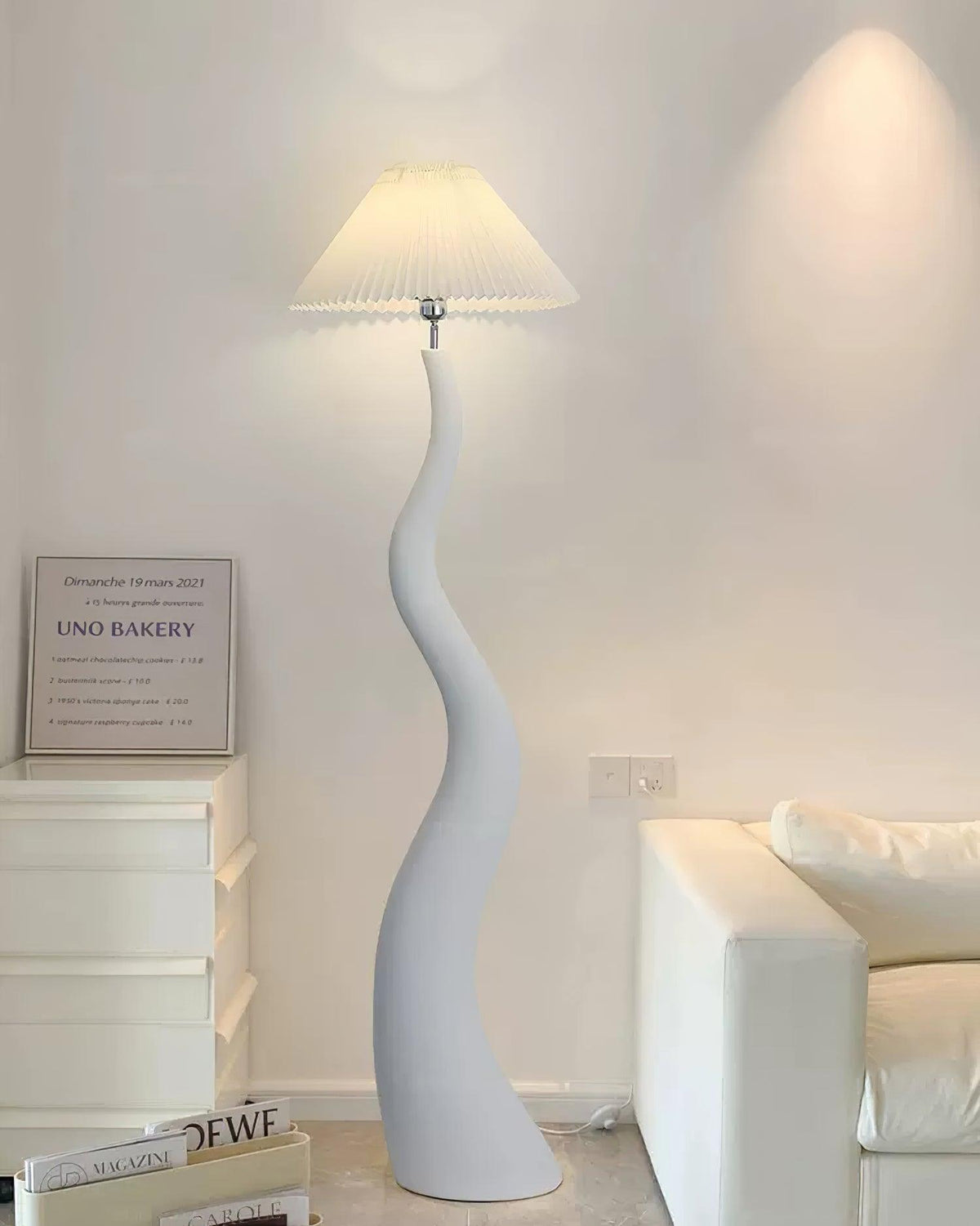 Twisted Pleated Floor Lamp, Soft Ambient Light