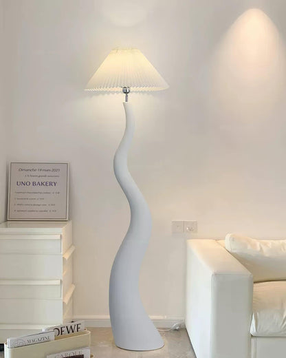 Twisted Pleated Floor Lamp, Soft Ambient Light