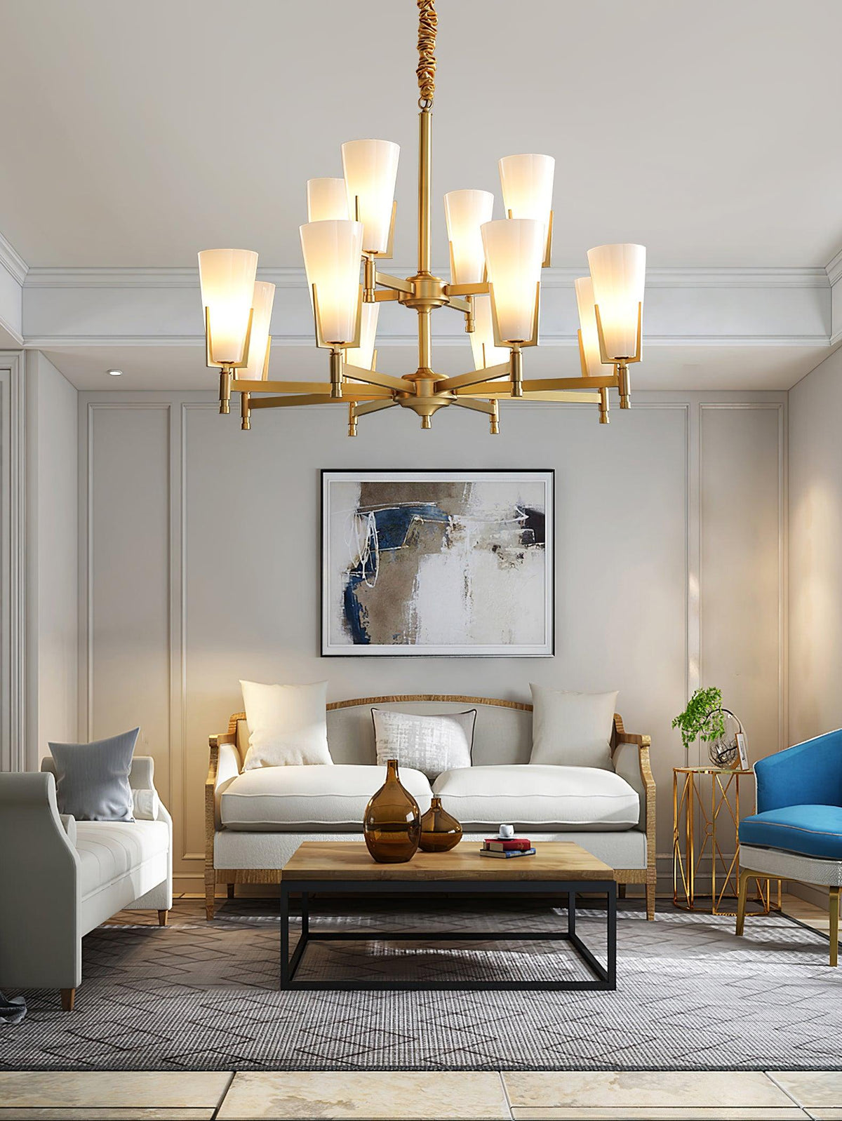 Crystal Accent Chandelier with Adjustable Height