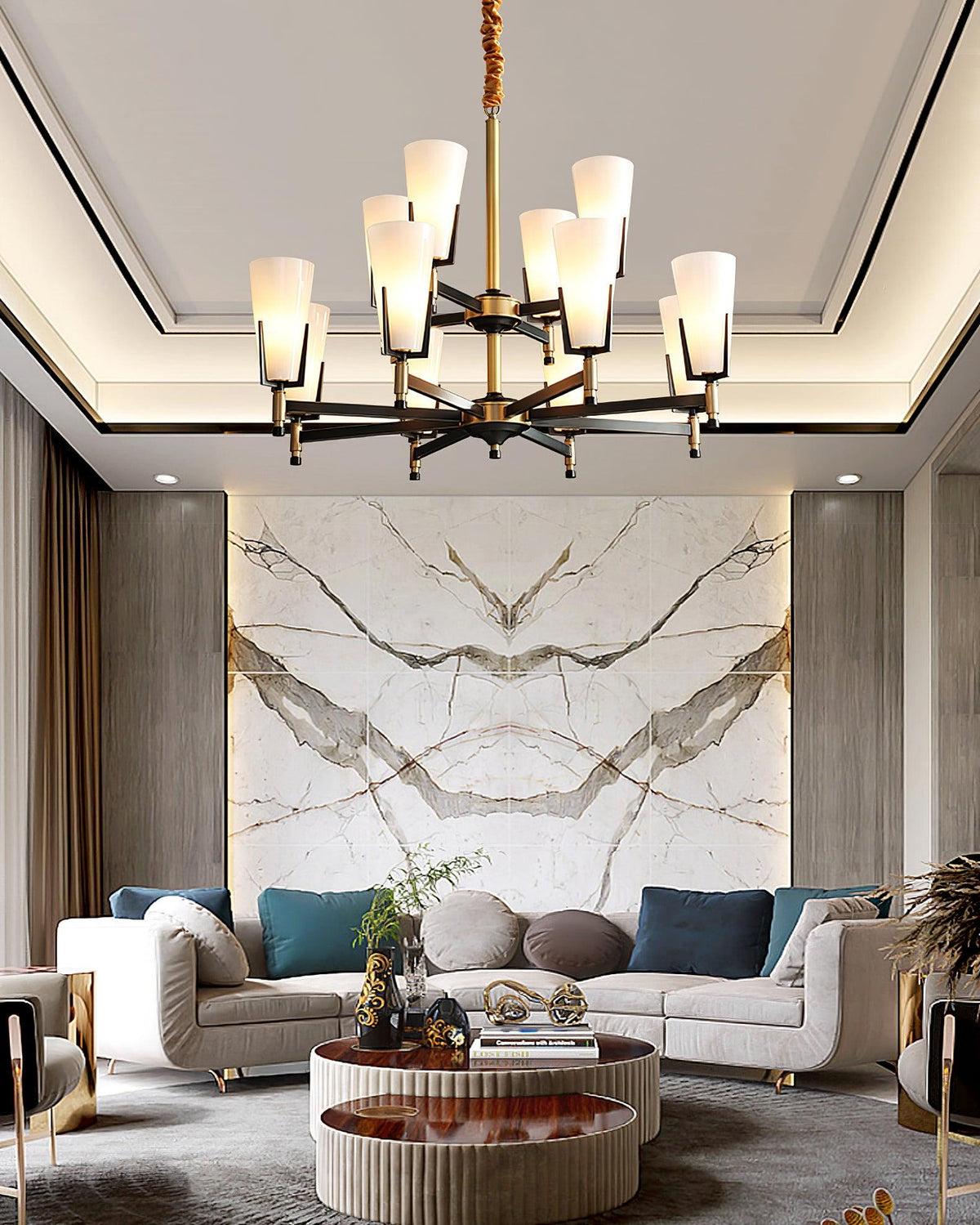 Crystal Accent Chandelier with Adjustable Height