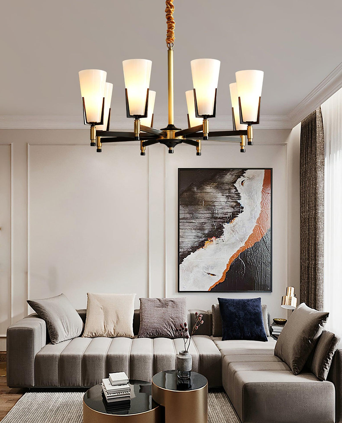 Crystal Accent Chandelier with Adjustable Height