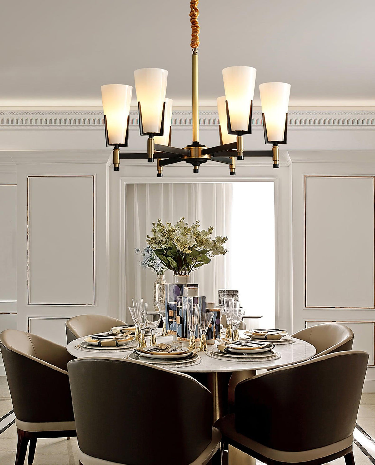 Crystal Accent Chandelier with Adjustable Height