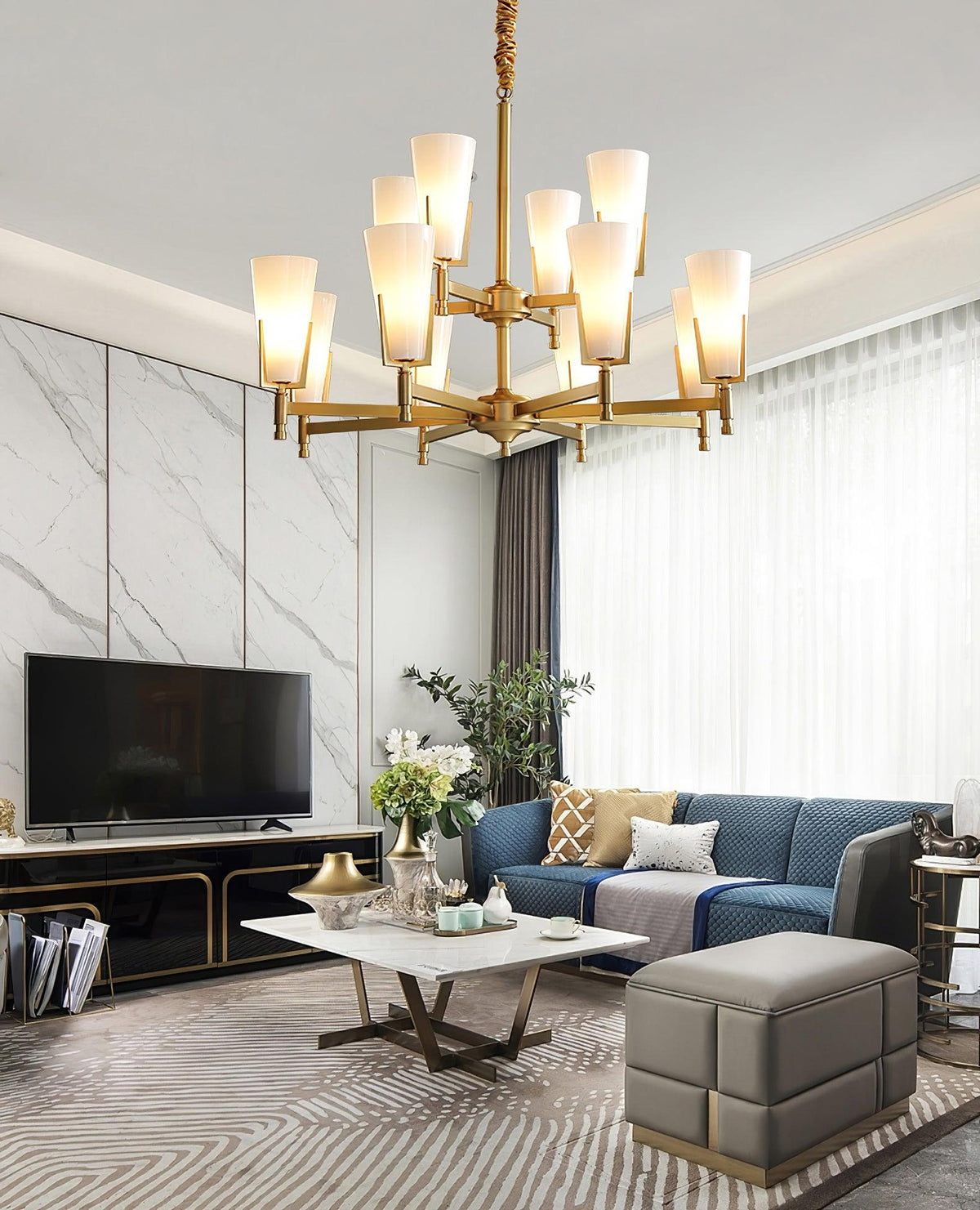 Crystal Accent Chandelier with Adjustable Height