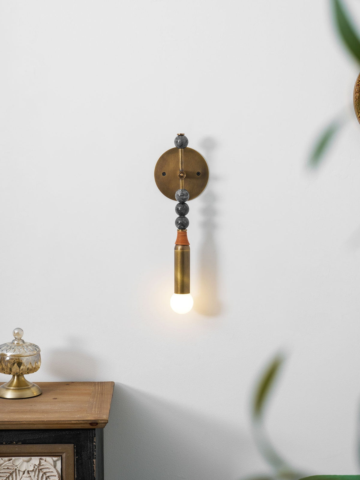 Marble Accent Wall Lamp with Adjustable Brightness