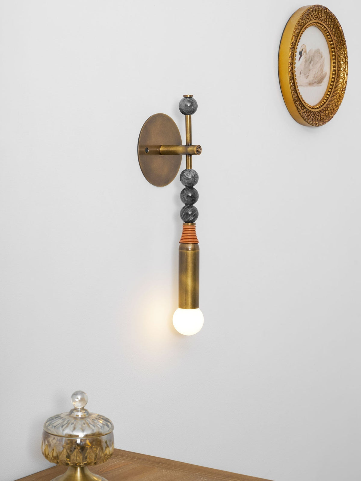 Marble Accent Wall Lamp with Adjustable Brightness
