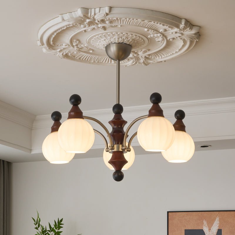 Walnut Chandelier with Adjustable Height