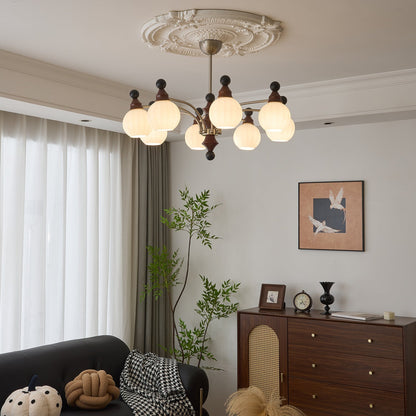 Walnut Chandelier with Adjustable Height