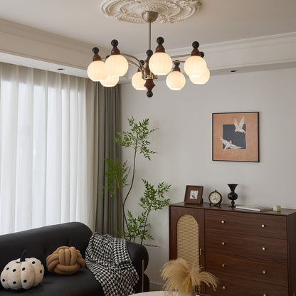 Walnut Chandelier with Adjustable Height